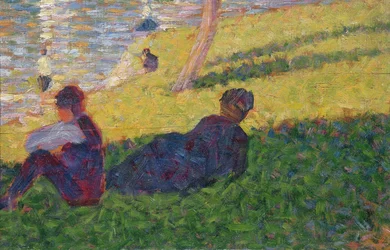 Seated man and reclining woman, study for A Sunday Afternoon on the Island of La Grande Jatte